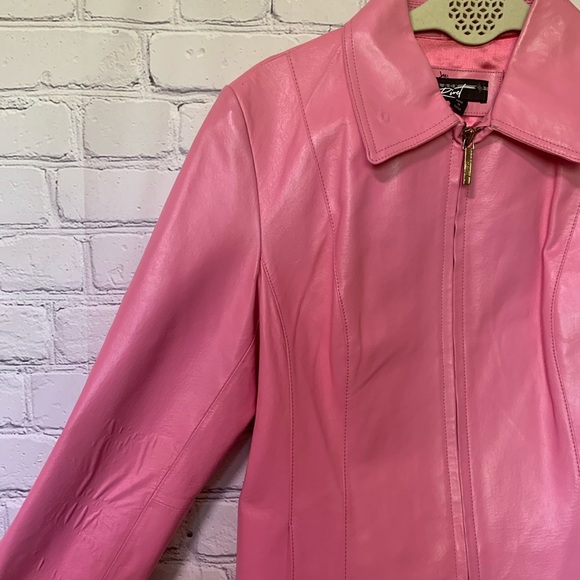 Black Rivet pink 100% leather zip up jacket - Picture 3 of 16